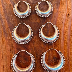 Pendientes Criollos Grandes Plata Con Bolas / Tribal / Rústico / Étnico / Hippie / Boho / Boho / Festival imagen 8