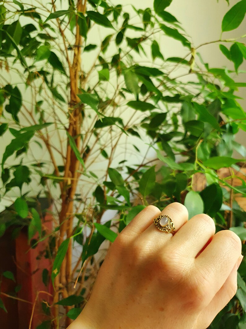 Ethnic style Brass /& Rose Quartz Boho Bohemian Psy Rustic Tribal Gypsy Festival Healing Festival