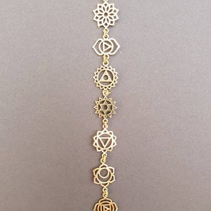 Gold Seven 7 Chakras Necklace / Hypoallergenic / Brass / Yoga / Reiki / Boho / Hippie / Rustic / Ethnic / Crystals / Third Eye / Illuminati image 10