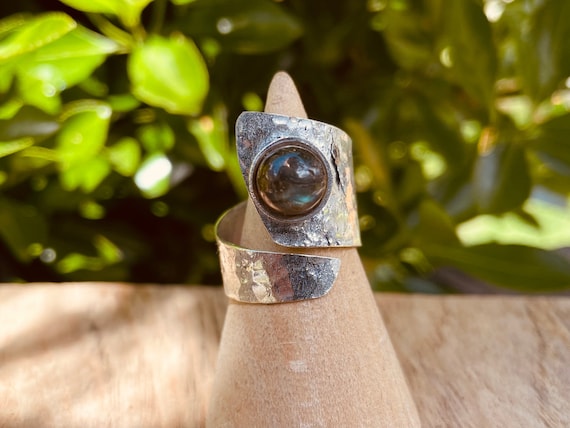 Bague Labradorite & Argent / Ajustable / Ethnique / Bohème / Rustique / Festival / Hippie  / Tribal / Gypsy / Boho