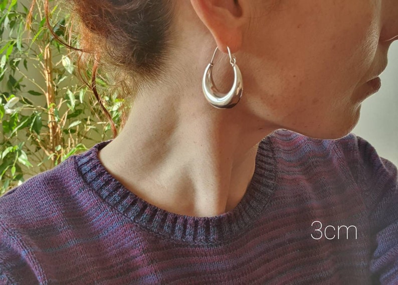 Chunky Silver Hoops Thick Hoop Earrings Ethnic / Boho / Vintage Unisex / Mens / Rustic / Psy / Gypsy / Spiral / Hippie / Tribal zdjęcie 4