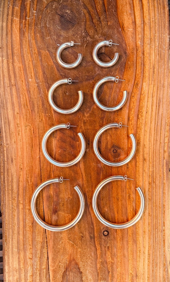 Créoles épaisses Boucles d’oreilles Argent / Épaisseur 6mm / Bohème / Rustique / Mixte / Hommes /  Ethnique /  Boho / Gypsy / Hippie
