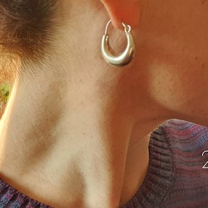 Chunky Silver Hoops Thick Hoop Earrings Ethnic / Boho / Vintage Unisex / Mens / Rustic / Psy / Gypsy / Spiral / Hippie / Tribal zdjęcie 2