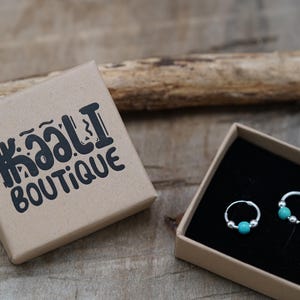 Tiny Turquoise Sterling Silver 925 Hoop Earrings, Small Hoops, Clicker Jewellery, Gift Box Option image 11