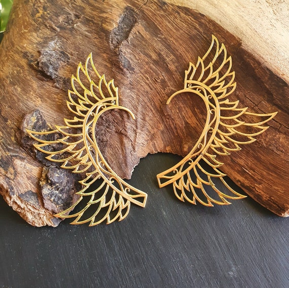 Golden Angel Wings Ear Cuff Brass / Tribal / Boho / Unisex / Mens Jewellery  / Costume / Fancy Dress / Cosplay / Festival Jewellery / - Etsy