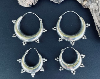 Silver Chunky Hoop Earrings / Ethnic / Rustic / Bohemian / Gold / Gypsy / Spiral / Hippie / Chunky / Festival / style