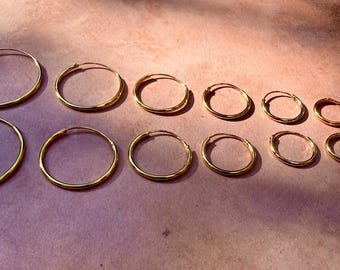Gold Hoop Earrings 14k Plated Hoops / Hypoallergenic 925 Silver Hoops / Dainty / Huggie / Sleeper / Gift For Her / Contemporary Jewelry
