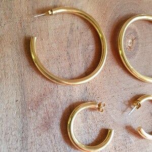 Thick Gold Hoop Earrings / Thickness 4mm / Brass / Ethnic / Vintage / Boho / Chic / Rustic / Psy / Gypsy / Bohemian image 8