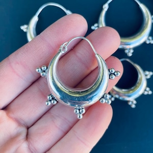 Silver Chunky Hoop Earrings / Ethnic / Rustic / Bohemian / Gold / Gypsy / Spiral / Hippie / Chunky / Festival / style image 3