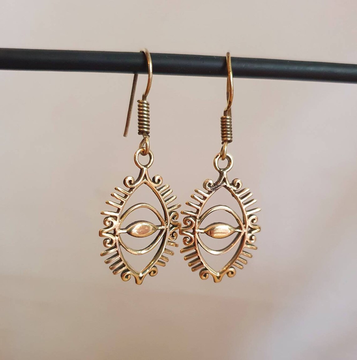 Third Eye Earrings / Brass Silver / Illuminati / Chakra / Etsy