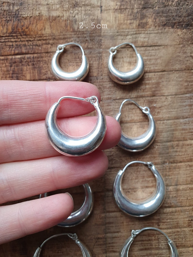 Chunky Silver Hoops Thick Hoop Earrings Ethnic / Boho / Vintage Unisex / Mens / Rustic / Psy / Gypsy / Spiral / Hippie / Tribal image 3