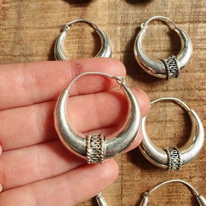 Silver Tribal Hoop Earrings / Ethnic / Rustic / Bohemian / Gold / Gypsy / Spiral / Hippie / Chunky / Festival / style image 5