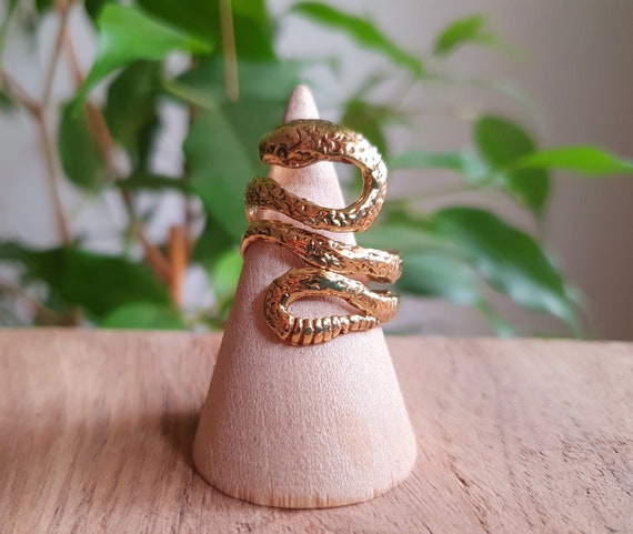 Gold Plated Brass Snake Cobra Shaped Ring Punk Gothic Spirit Snake Finger  Ring Jewellery for Men/Women