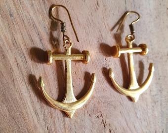 Pendientes de ancla de latón / Colgantes / Marinero / Náutico / Viajes / Barco / Gotas