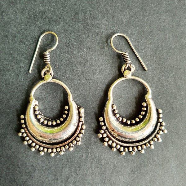 Ethinique Boucles D'oreilles Pendantes Argent /  Bohème Yoga Boho Rustique Gypsy Spiral Hippie Tribal  style