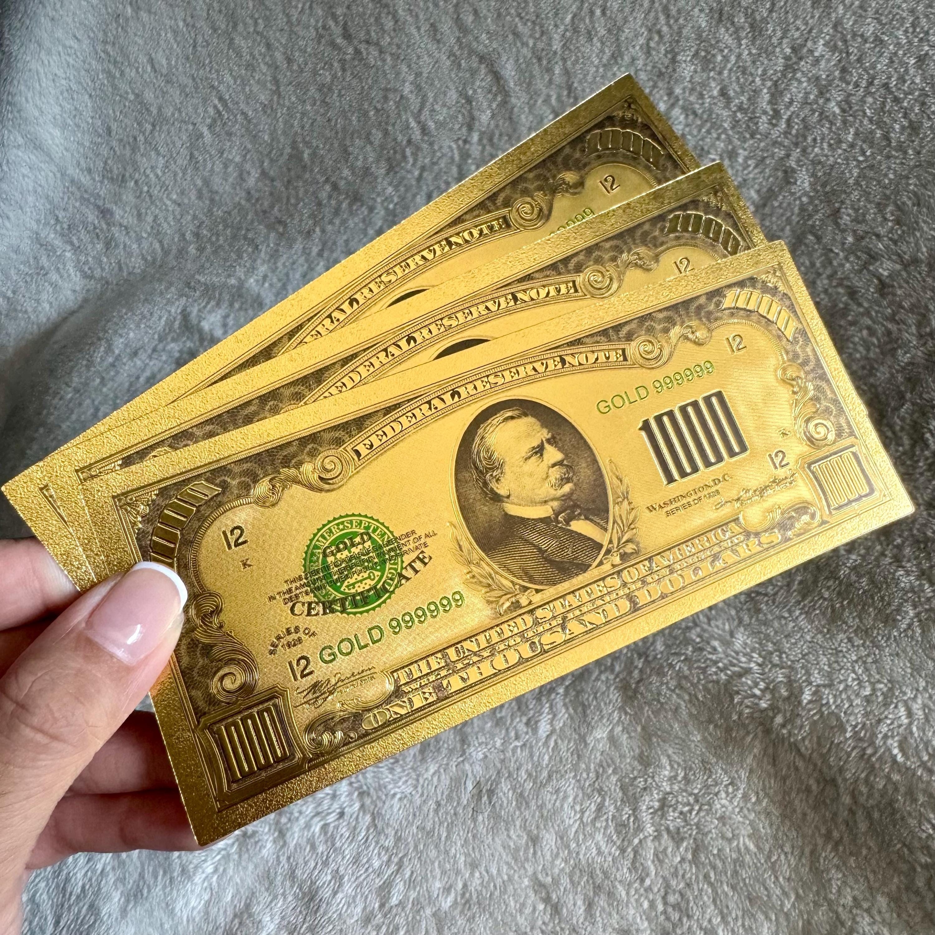 1k Gold Foil Banknote Placeholder, Cash Envelope, Sinking Funds, Money Holder