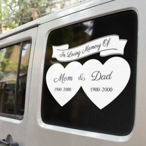 In Loving Memory Decal, Mom and Dad Memorial Decal, Car Decal, Truck Decal, Laptop Decal, Window Decal, Remembrance Gift, Family, Friends