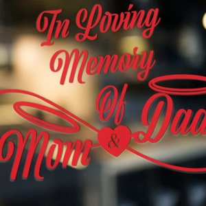 In Loving Memory Decal, Mom and Dad Memorial Decal, Car Decal, Truck ...