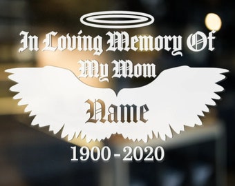 En memoria amorosa de mamá calcomanía, calcomanía conmemorativa personalizada, calcomanía para automóvil, calcomanía para camiones, calcomanía para computadora portátil, calcomanía para ventanas, regalo de recuerdo de amigos de la familia