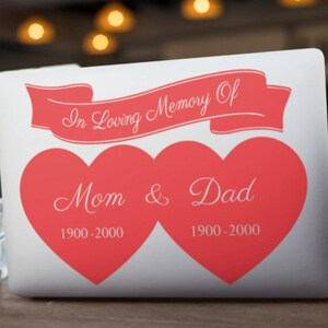 In Loving Memory Decal, Mom and Dad Memorial Decal, Car Decal, Truck ...
