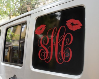 Custom Lips Monogram Decal Sticker Vinilo personalizado coche/camión portátil ventana personalizado