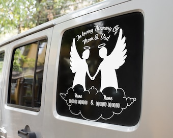 En la calcomanía de memoria amorosa, calcomanía conmemorativa de mamá y papá, calcomanía de coche, calcomanía de camión, calcomanía de computadora portátil, calcomanía de ventana, regalo de recuerdo, familia, amigos