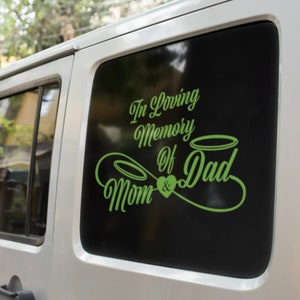 In Loving Memory Decal, Mom and Dad Memorial Decal, Car Decal, Truck ...