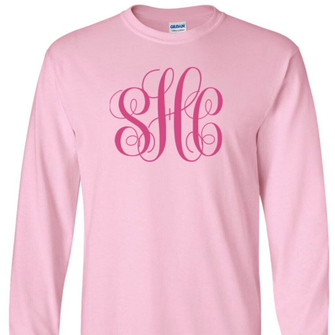 Monogram Long Sleeve T-shirt Custom Monogrammed Tee Unisex Apparel ...