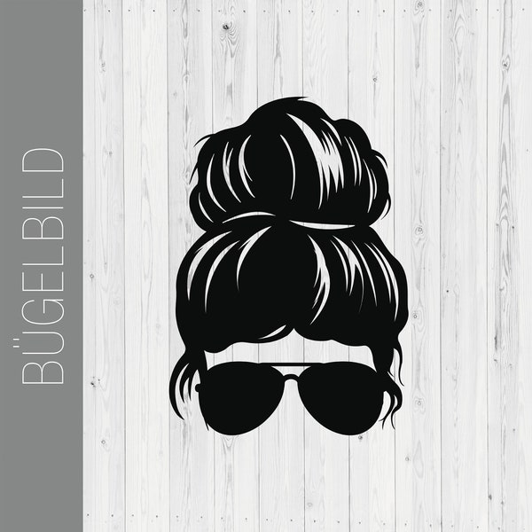 Bügelbild / Bügelfolie / Girl with Messy Bun /  T-Shirt Applikation / Flexfolie / DoItYourself / Textildruck