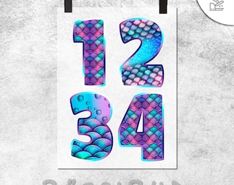 Número de sirena termoadhesivo / Lámina termoadhesiva / Números / Cumpleaños / Aplicación para camiseta / Impresión DTF / Transferencia DTF