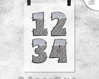 Parche termoadhesivo con número (metal) / lámina termoadhesiva / números / cumpleaños / aplique para camiseta / impresión DTF / transferencia DTF