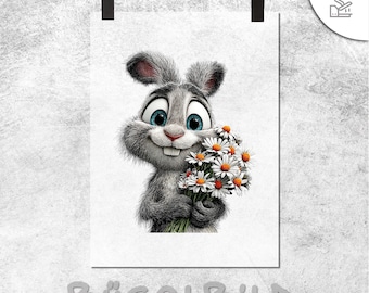 Conejo de Pascua termoadhesivo / Conejo termoadhesivo / Lámina termoadhesiva de Pascua / Impresión DTF / Transferencia DTF