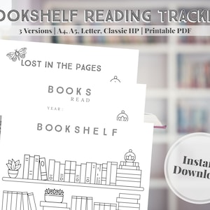 Bookshelf Printable, Bookshelf Reading Tracker, Books Read Printable, Book Tracker, Reading Tracker, Reading Log, Book Log
