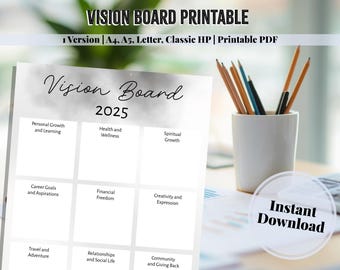 2025 Vision Board Printable, Goal Setting Template (digital Download ...