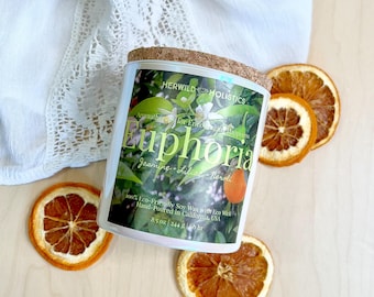 Euphoria, Aromaterapeutyczna świeca sojowa, Świeca z wosku sojowego, Świeca zapachowa, Naturalna świeca z olejkami eterycznymi, Ekologiczna, Nietoksyczna, Wellness