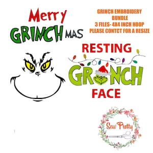 Grinch Christmas embroidery machine file bundle