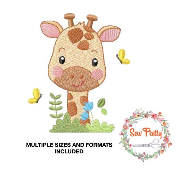 Cute Baby Animal Giraffe Embroidery File multiple formats and sizes