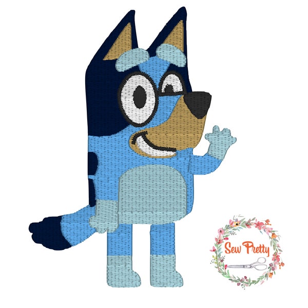 Blue dog embroidery machine file 4x4 hoop