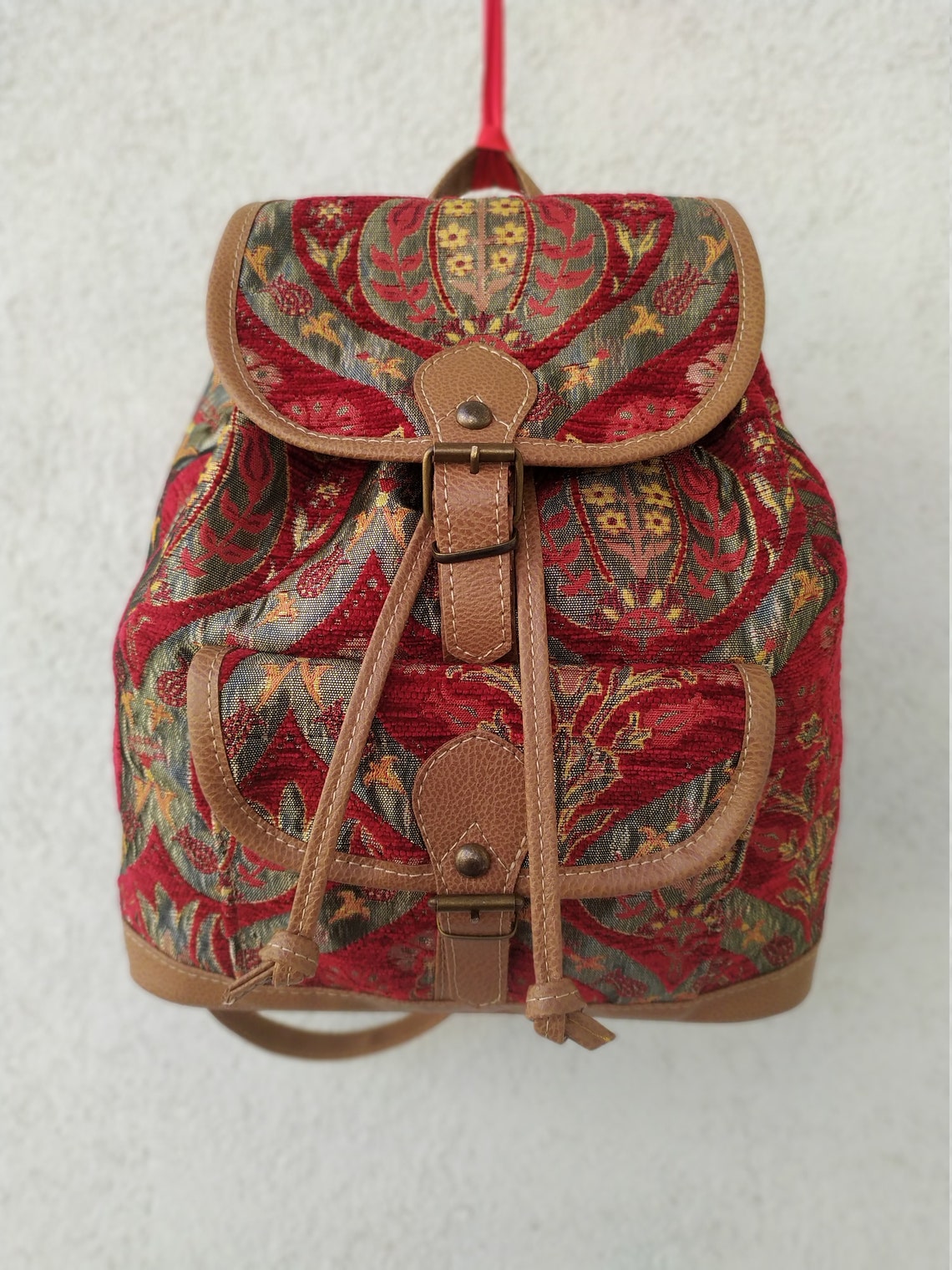 1 Handmade Backpack designed with authentic patterned fabric Etsy