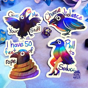 Raven TTRPG Sticker Set Holographisch