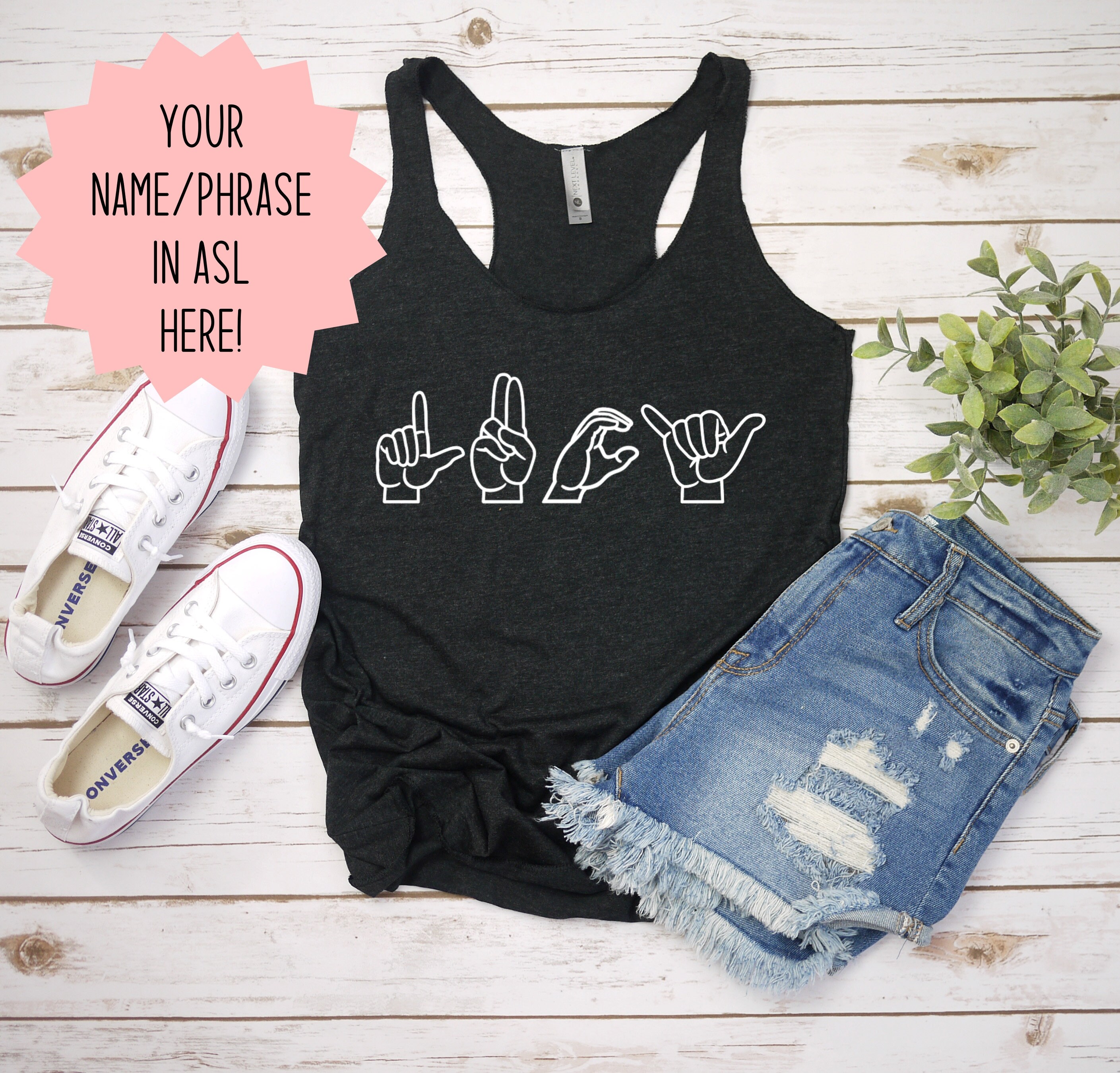 Custom ASL Tank Top Customize American Sign Language Sign Etsy UK