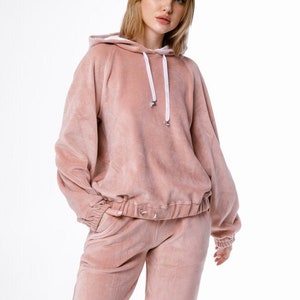 pink velour tracksuit set