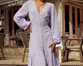 lilac shirt dress
