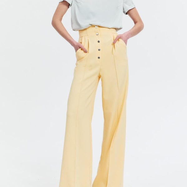 High Waisted Wide Leg Pants - Etsy