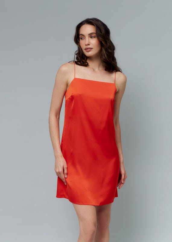open lace back dress Tangerine Mini Slip w/ Lace Godet main image 1
