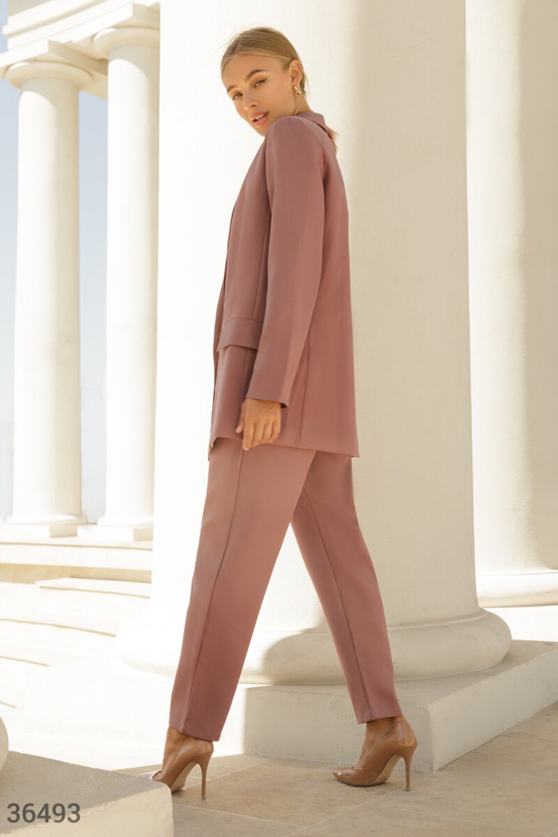 Dark Beige 2-piece Blazer Trouser Suit Women Beige Pantsuit | Etsy