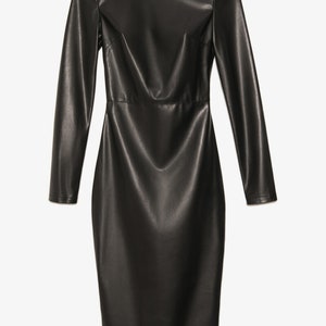 Black Leather Dress Faux Leather Dress for Women Black Pencil Midi ...