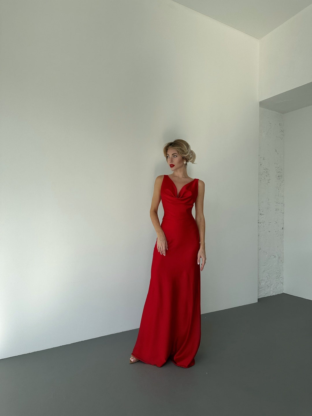 Red Silk Slip Cocktail  Dress main image 0
