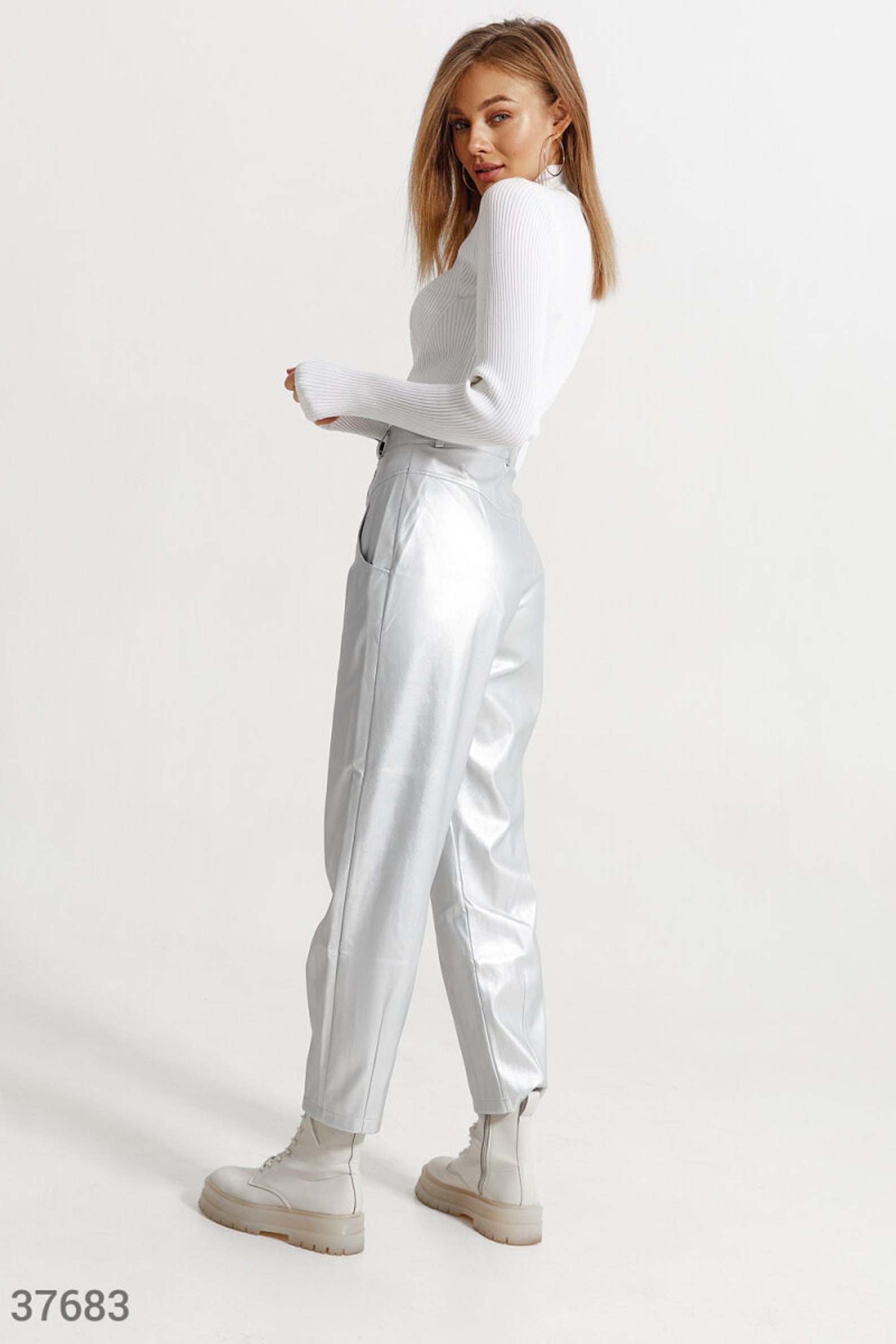 Silver Vegan Leather Pants Faux Leather Pants for Women Etsy