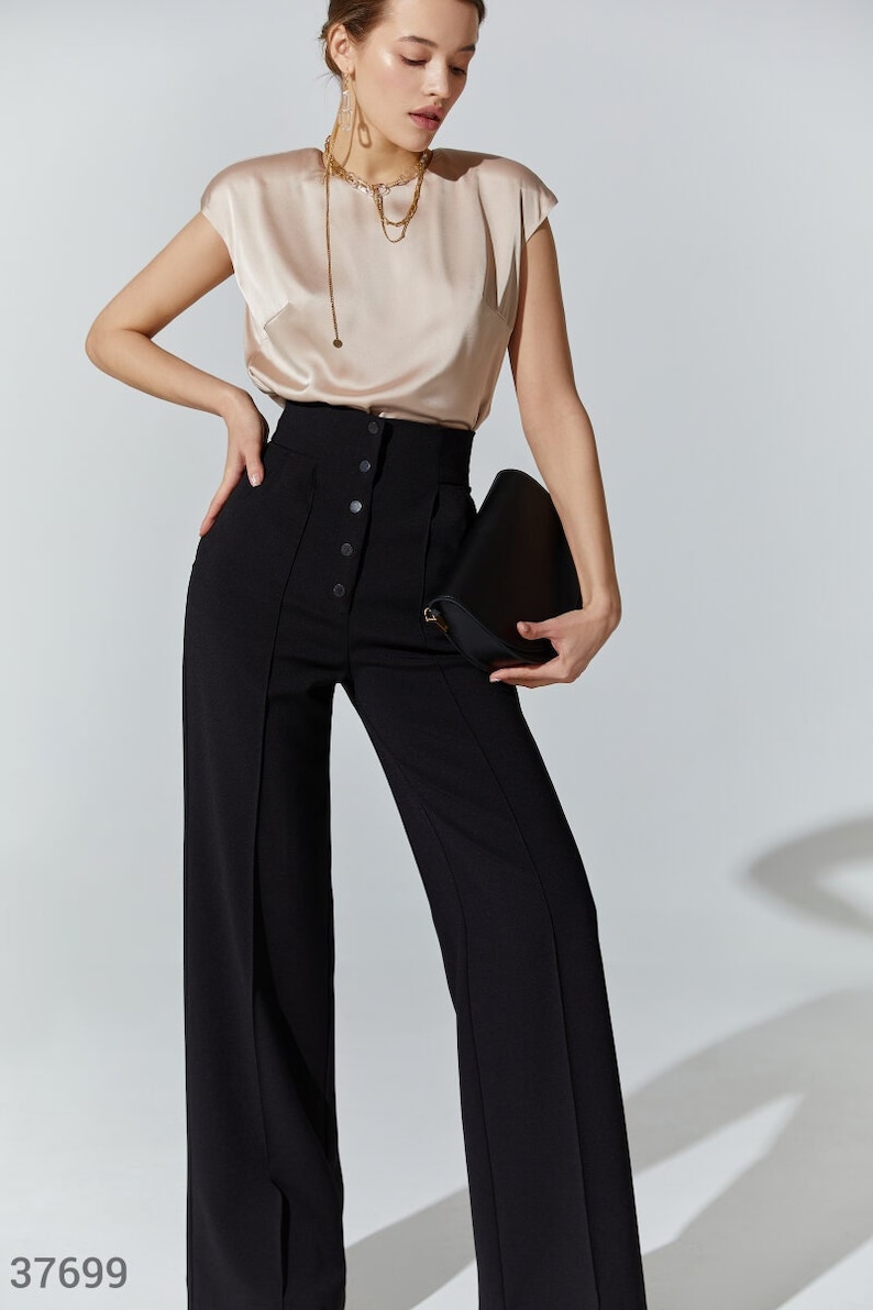 Palazzo Pants Women Black High Waisted Palazzo Pant for Etsy Canada